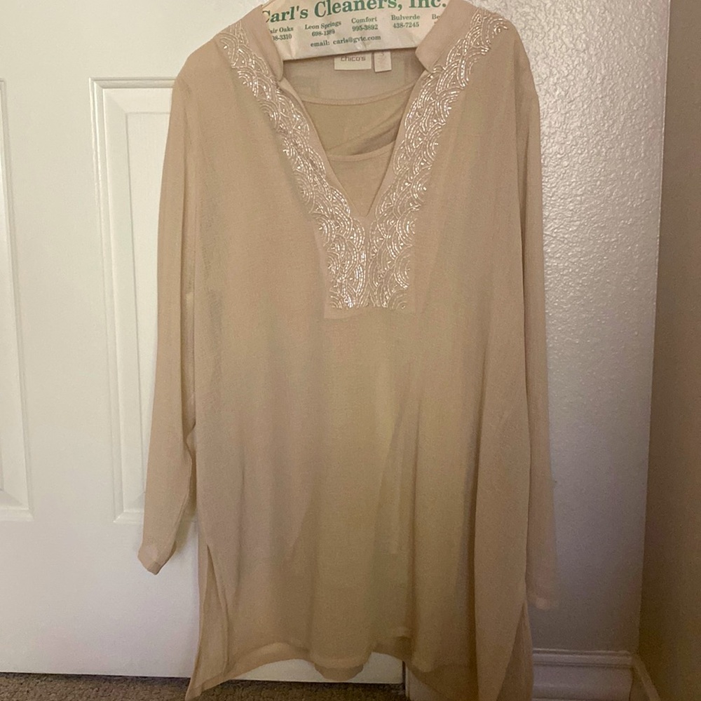 Chico’s Sequined Beige Top